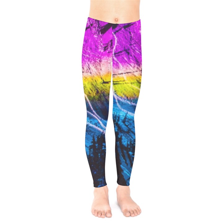 Night Skiing Colored Dead Grateful Lights Mountain Kids  Classic Winter Leggings