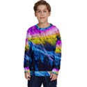 Night Skiing Colored Dead Grateful Lights Mountain Kids  Crewneck Sweatshirt View1