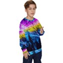 Night Skiing Colored Dead Grateful Lights Mountain Kids  Crewneck Sweatshirt View3