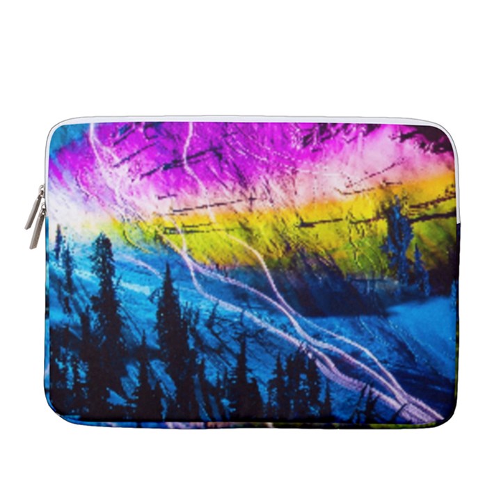 Night Skiing Colored Dead Grateful Lights Mountain 14  Vertical Laptop Sleeve Case With Pocket