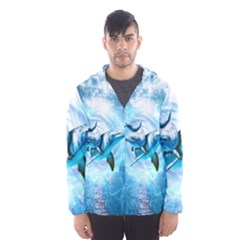 Dolphin Blue Fantasy Men s Hooded Windbreaker