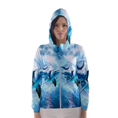 Dolphin Blue Fantasy Women s Hooded Windbreaker