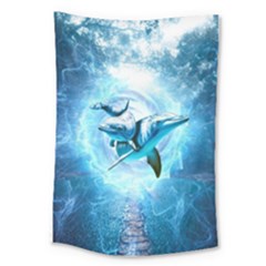 Dolphin Blue Fantasy Large Tapestry