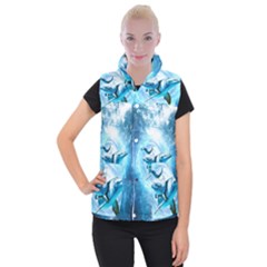 Dolphin Blue Fantasy Women s Button Up Vest