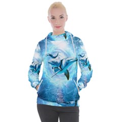 Dolphin Blue Fantasy Women s Hooded Pullover