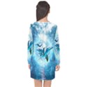 Dolphin Blue Fantasy Long Sleeve Chiffon Shift Dress  View2