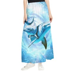 Dolphin Blue Fantasy Maxi Chiffon Skirt by Loisa77