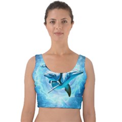 Dolphin Blue Fantasy Velvet Crop Top by Loisa77