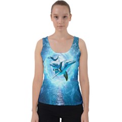 Dolphin Blue Fantasy Velvet Tank Top by Loisa77