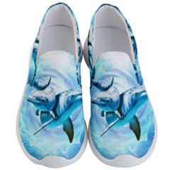 Dolphin Blue Fantasy Men s Lightweight Slip Ons by Loisa77