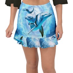 Dolphin Blue Fantasy Fishtail Mini Chiffon Skirt by Loisa77