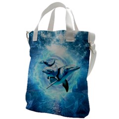 Dolphin Blue Fantasy Canvas Messenger Bag by Loisa77