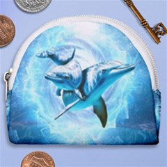 Dolphin Blue Fantasy Horseshoe Style Canvas Pouch by Loisa77