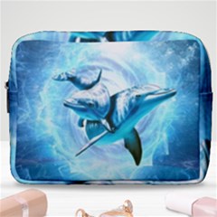 Dolphin Blue Fantasy Make Up Pouch (large) by Loisa77