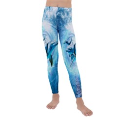 Dolphin Blue Fantasy Kids  Lightweight Velour Leggings by Loisa77