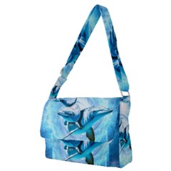 Dolphin Blue Fantasy Full Print Messenger Bag (m) by Loisa77