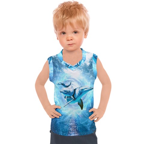 Dolphin Blue Fantasy Kids  Sport Tank Top by Loisa77