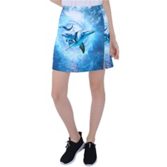 Dolphin Blue Fantasy Tennis Skirt by Loisa77