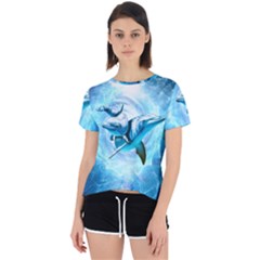 Dolphin Blue Fantasy Open Back Sport T-shirt by Loisa77