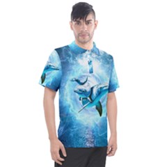 Dolphin Blue Fantasy Men s Polo T-shirt by Loisa77