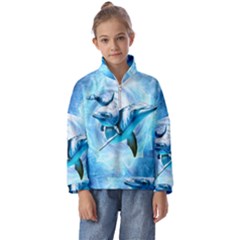 Dolphin Blue Fantasy Kids  Half Zip Hoodie