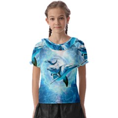 Dolphin Blue Fantasy Kids  Frill Chiffon Blouse by Loisa77