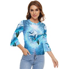 Dolphin Blue Fantasy Bell Sleeve Top