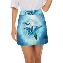 Dolphin Blue Fantasy Mini Front Wrap Skirt by Loisa77