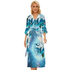 Dolphin Blue Fantasy Midsummer Wrap Dress by Loisa77