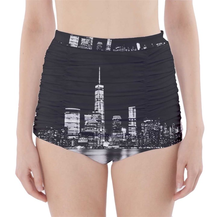 Nyc New York Skyline City Buildings High-Waisted Bikini Bottoms