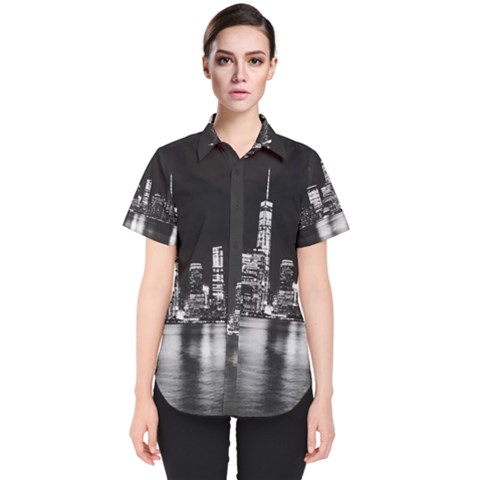 Nyc New York Skyline City Buildings Women s Short Sleeve Shirt by Loisa77