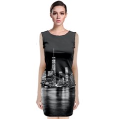 Nyc New York Skyline City Buildings Sleeveless Velvet Midi Dress