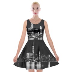 Nyc New York Skyline City Buildings Velvet Skater Dress