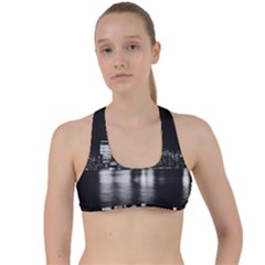 Nyc New York Skyline City Buildings Criss Cross Racerback Sports Bra by Loisa77