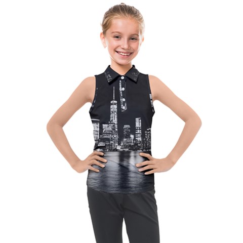 Nyc New York Skyline City Buildings Kids  Sleeveless Polo T-shirt by Loisa77