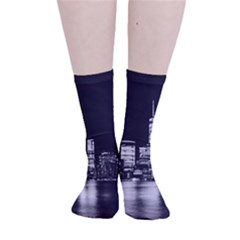 Nyc New York Skyline City Buildings Smooth Crew Length Tube Socks by Loisa77