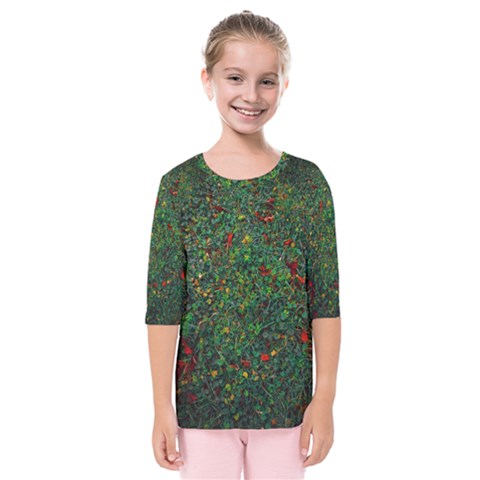 Grass Nature Meadow Kids  Quarter Sleeve Raglan T-shirt by Loisa77