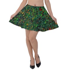 Grass Nature Meadow Velvet Skater Skirt