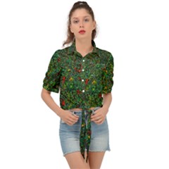 Grass Nature Meadow Tie Front Shirt  by Loisa77