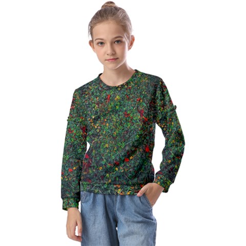 Grass Nature Meadow Kids  Long Sleeve T-shirt With Frill  by Loisa77