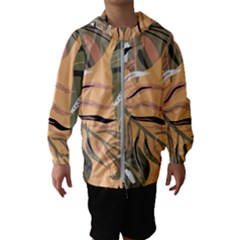 Leaves Monstera Picture Print Pattern Kids  Hooded Windbreaker