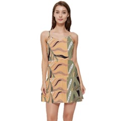 Leaves Monstera Picture Print Pattern Short Frill Dress by Ravend