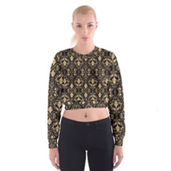 Vintage Batik Art Architecture Pattern Cropped Sweatshirt