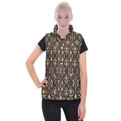 Vintage Batik Art Architecture Pattern Women s Button Up Vest