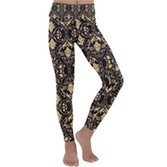 Vintage Batik Art Architecture Pattern Kids  Lightweight Velour Classic Yoga Leggings by Ravend