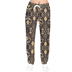 Vintage Batik Art Architecture Pattern Women Velvet Drawstring Pants