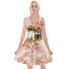 Flower Plant Vintage Retro Reversible Velvet Sleeveless Dress