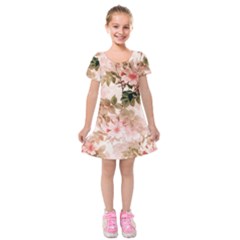 Flower Plant Vintage Retro Kids  Short Sleeve Velvet Dress