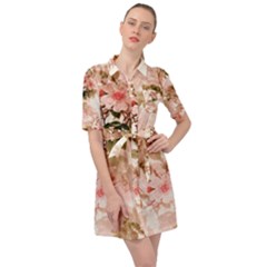 Flower Plant Vintage Retro Belted Shirt Dress by Ravend