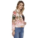 Flower Plant Vintage Retro Women s Long Sleeve Revers Collar Cropped Jacket View3